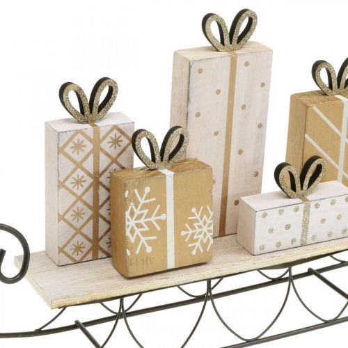 Floristik24 Slee met geschenken, advent, decoratie voor Kerstmis L37.5cm H23cm