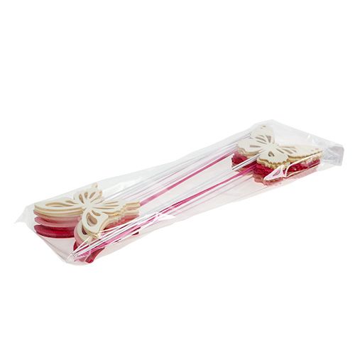 Floristik24 Houten vlinder met draad roze assorti. 8 cm 18 stuks