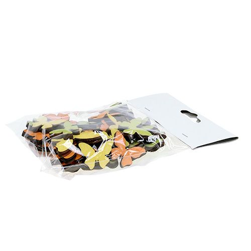 Floristik24 Houten vlinder 2,5-4 cm oranje, groen, geel 36st