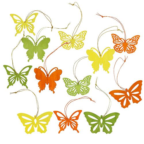 Floristik24 Houten vlinders om op te hangen 8cm - 10cm 24st