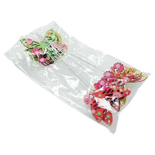 Floristik24 Houten vlinders op de stok in diverse kleuren. 9cm