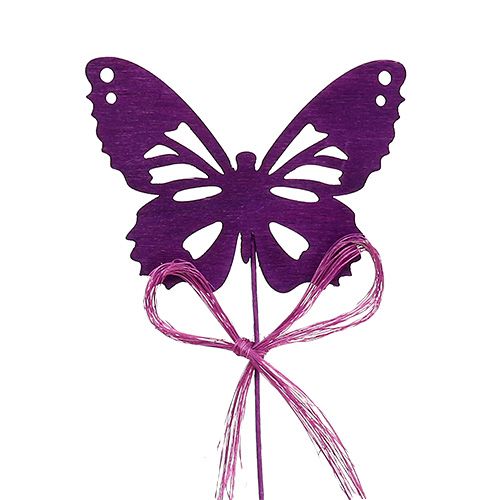 Artikel Houten vlinders op het draad diverse kleuren 8cm 24st