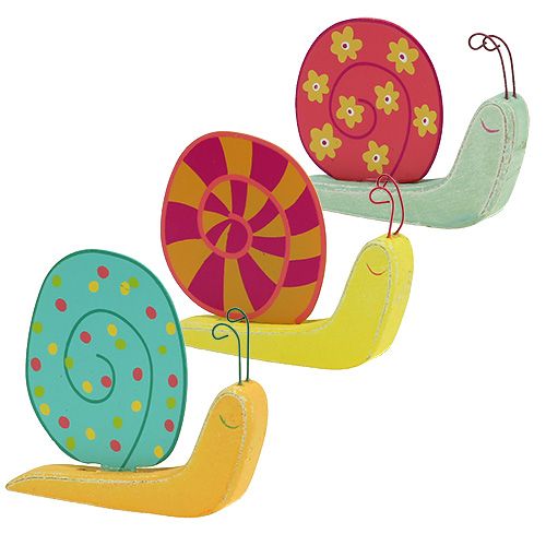 Houten slak 10,5 x 9 cm gekleurd 6 stks