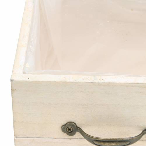 Floristik24 Plantenbak houten lade creme 15×15cm/12×12cm set van 2
