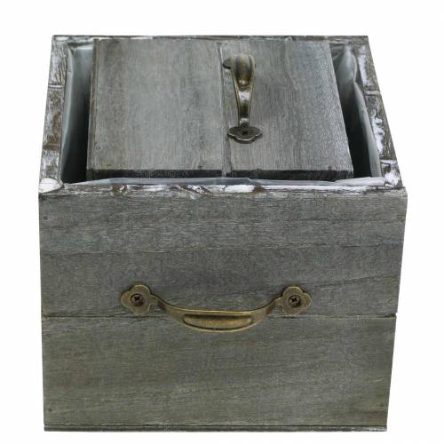 Artikel Plantenbak houten lade gewassen grijs 15×15cm/12×12cm set van 2