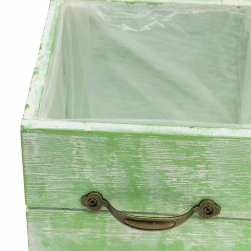 Artikel Plantenbak houten lade lichtgroen 15x15/12x12cm set van 2