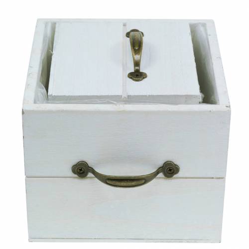Artikel Plantenbak houten lade wit 15x15/12x12cm set van 2