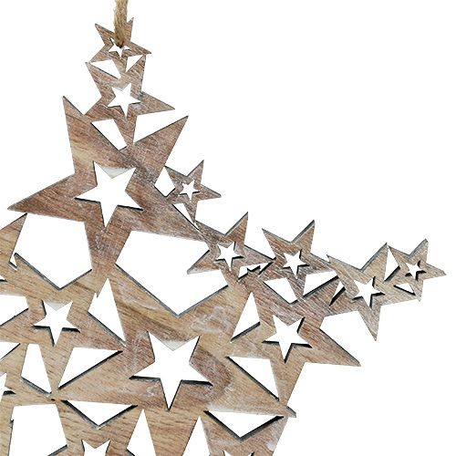 Floristik24 Houten ster om op te hangen 24cm x 24cm L35cm 1p