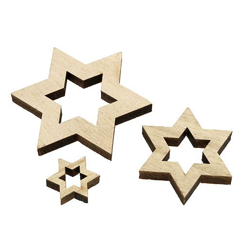 Floristik24 Houten ster mix 2,5cm - 7cm naturel 35st