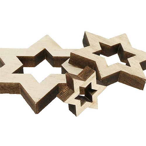Floristik24 Houten ster mix 2,5cm - 7cm naturel 35st