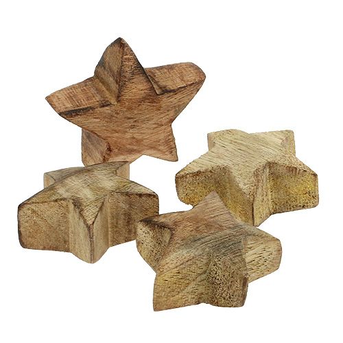 Floristik24 Houten ster naturel 5cm - 6cm in doos 12st