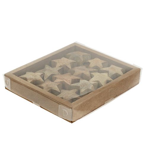 Floristik24 Houten ster naturel 5cm - 6cm in doos 12st