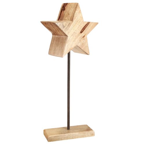 Artikel Houten ster naturel met stangbasis sterdecoratie 20x9,5x50cm