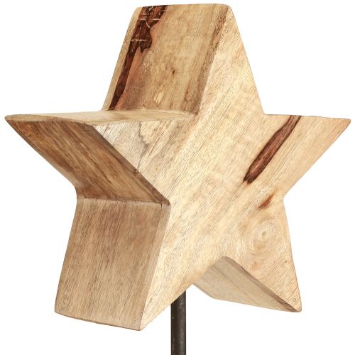 Artikel Houten ster naturel met stangbasis sterdecoratie 20x9,5x50cm