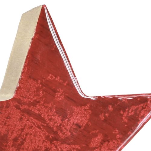 Floristik24 Houten ster rood natuurlijke ster mangohouten tafeldecoratie Ø10cm 3 st