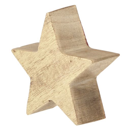 Floristik24 Houten ster rood natuurlijke ster mangohouten tafeldecoratie Ø10cm 3 st