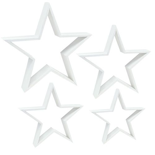 Floristik24 Houten ster set wit 4st