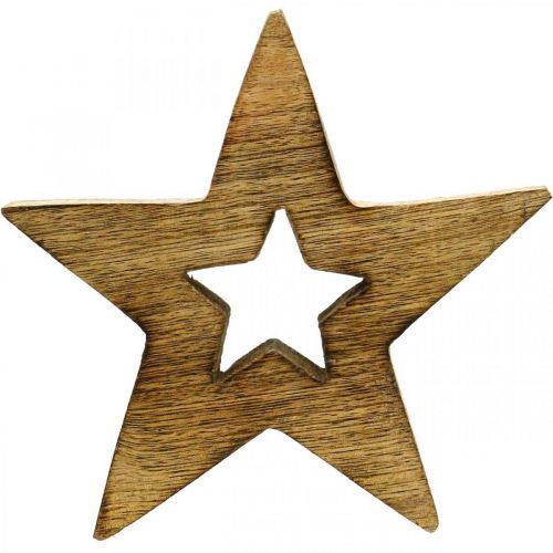 Artikel Houten ster gevlamd houten decoratie Kerstster staand 15cm