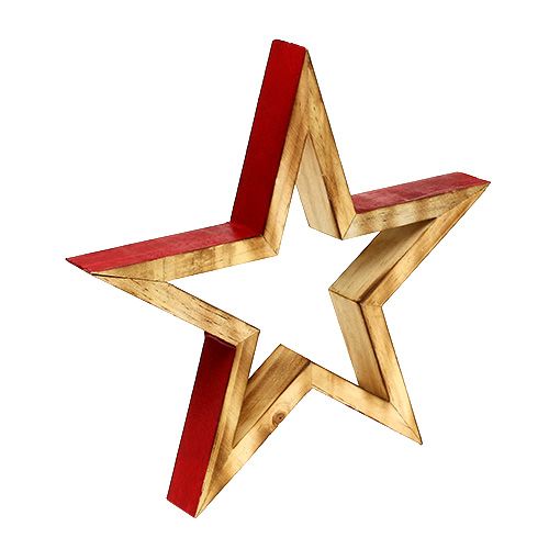 Floristik24 Houten ster open natuur, rood 24,5 cm 2 stks
