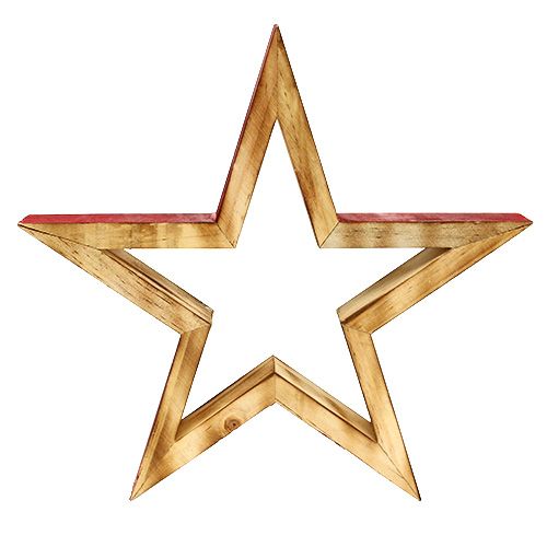 Floristik24 Houten ster open natuur, rood 24,5 cm 2 stks