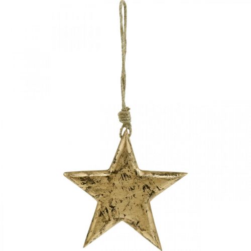 Floristik24 Ster om op te hangen, houtdecoratie met goudeffect, advent 14cm × 14cm