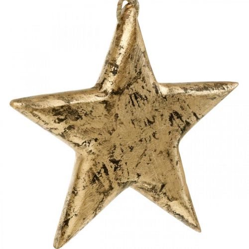 Floristik24 Ster om op te hangen, houtdecoratie met goudeffect, advent 14cm × 14cm