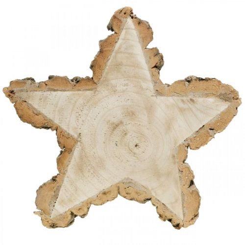 Floristik24 Boomschijf, kaarsenschaal ster, adventsdecoratie, decoratief dienblad van natuurlijk hout Ø23cm