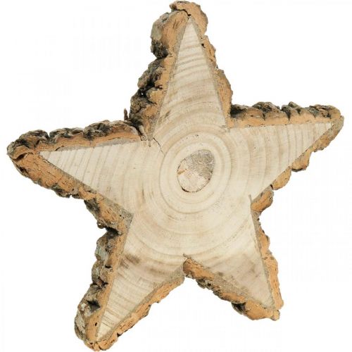 Floristik24 Houten dienblad voor advent, stervormige boomschijf, kerst, sterdecoratie natuurlijk hout Ø29cm