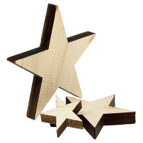 Floristik24 Houten sterren 2,5cm -7cm naturel 48 st