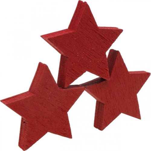 Floristik24 Houten sterren rood strooidecoratie Kerststerren 3cm 72 st