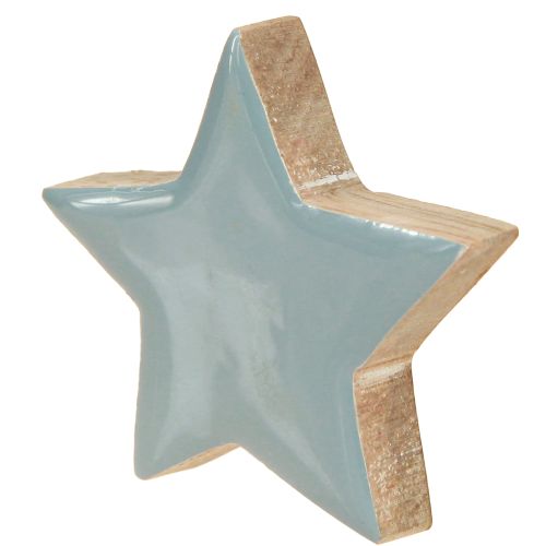 Artikel Houten sterren tafeldecoratie sterren wit blauw turquoise 5cm 12 stuks