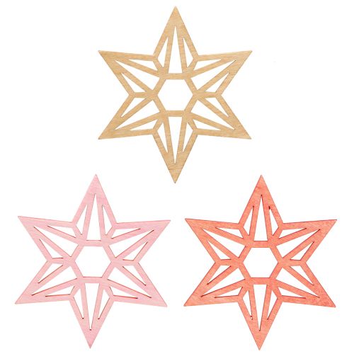 Houten sterren Kerstdecoratie houten sterren oranje 8cm 16 st