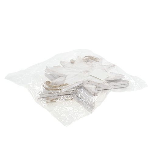 Floristik24 Houten sterren om op te hangen 9/13cm wit 12 st