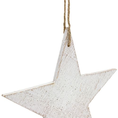 Floristik24 Houten sterren om op te hangen 16.5cm / 20cm wit 6st