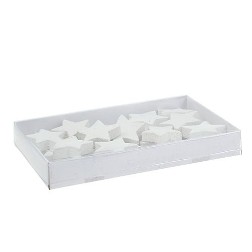 Floristik24 Houten sterren 5cm wit 16 st