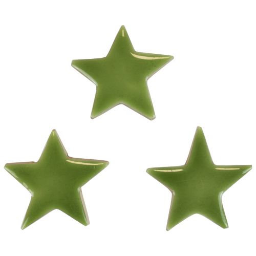 Floristik24 Houten sterren Kerstdecoratie strooidecoratie glanzend lichtgroen Ø5cm 8 st