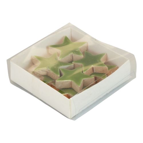 Floristik24 Houten sterren Kerstdecoratie strooidecoratie glanzend lichtgroen Ø5cm 8 st
