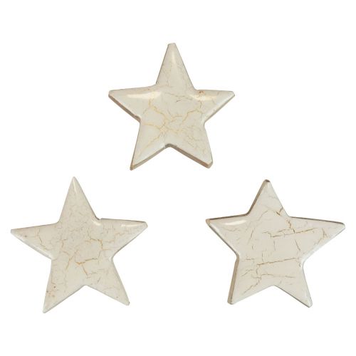 Floristik24 Houten sterren decoratieve sterren wit goud craquelé hout Ø5cm 8st