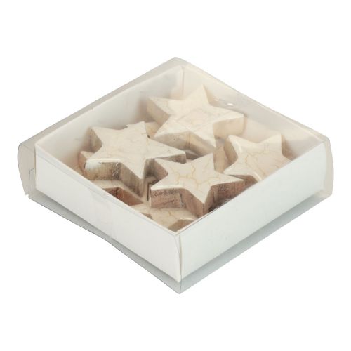 Artikel Houten sterren decoratieve sterren wit goud craquelé hout Ø5cm 8 st