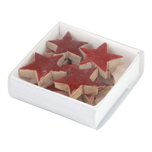 Artikel Houten sterren decoratieve sterren rood strooidecoratie glanzend effect Ø5cm 12 st