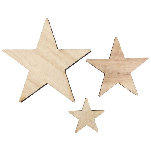 Artikel Houten sterrendecoratie strooidecoratie Kerstmis naturel 3/5/7cm 29 st