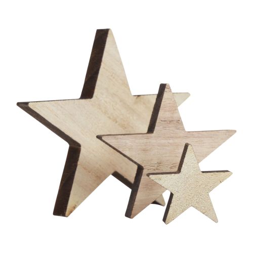 Artikel Houten sterrendecoratie strooidecoratie Kerstmis naturel 3/5/7cm 29 st