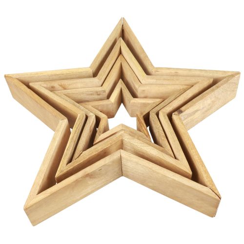 Floristik24 Houten sterren houten decoratie houten decoratieve sterren 16,5–46,5 cm set van 4