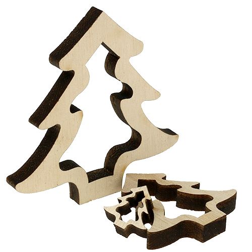 Floristik24 Houten decoratie kerstboom naturel 2cm - 8cm 32 st