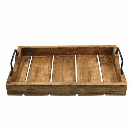 Floristik24 Houten dienblad met handvatten mango antiek look 38.5×25cm