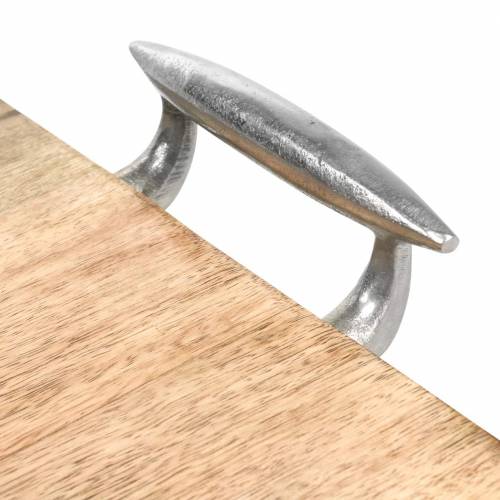 Floristik24 Houten dienblad met handvatten mango, natuurlijk metaal, zilver 46 × 25cm