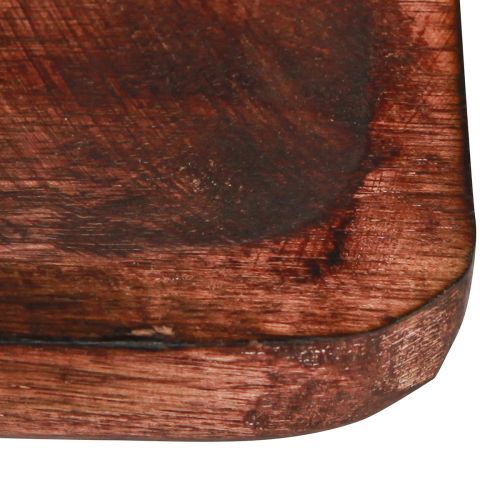 Artikel Houten dienblad sierblad rechthoekig donkerbruin geglazuurd 30×25cm