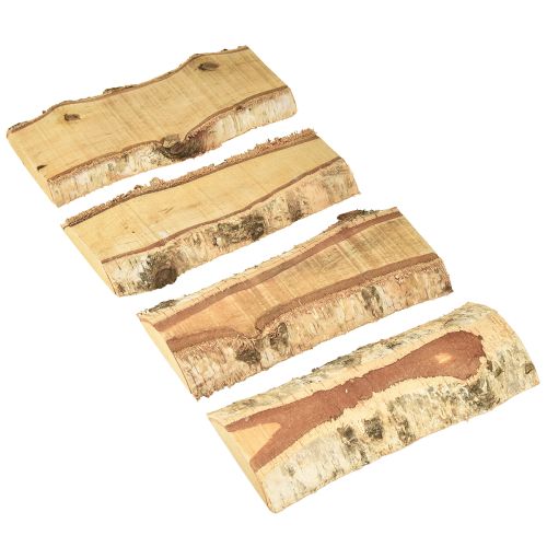 Artikel Houten dienblad met boomschorsdecoratie van berkenhout 25×10×2cm 4 stuks