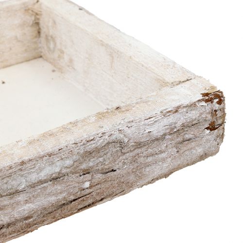 Artikel Houten dienblad met schors naturel witgekalkt 59×20cm 2st
