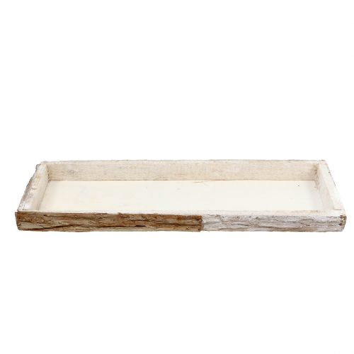Artikel Houten dienblad met schors naturel witgekalkt 59×20cm 2st
